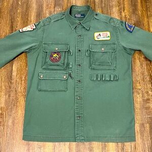 RARE Ralph Lauren Polo Vintage Fishing Club Patched Work Shirt - Medium